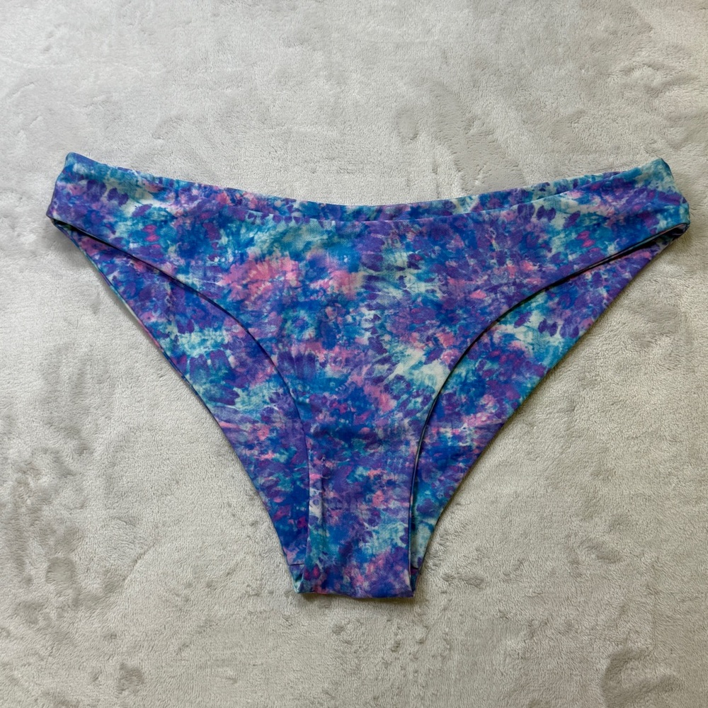 Kulani Kinis Bikini Bottom XL Full Coverage Tie Dye Blue Purple